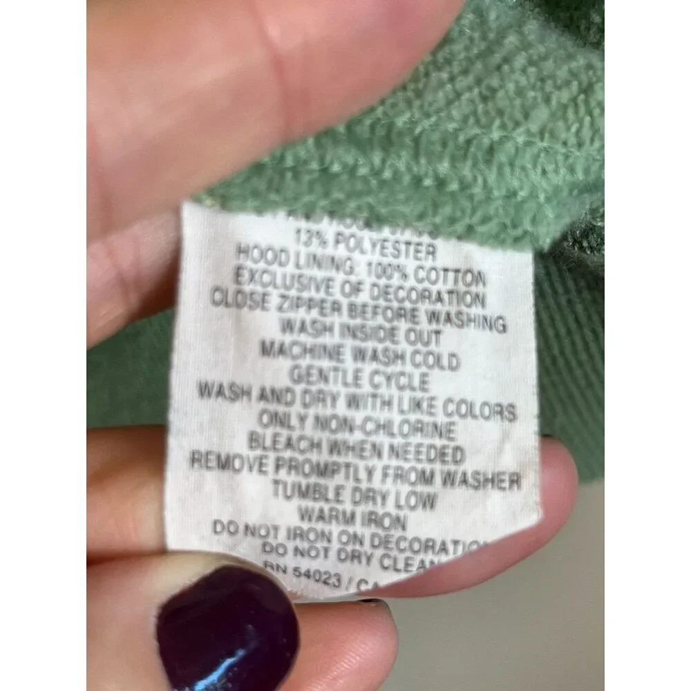 Retro Hoodie Sweatshirt 2X Green Full Zip Chevron Skater Grunge Streetwear 80s - Picture 9 of 10